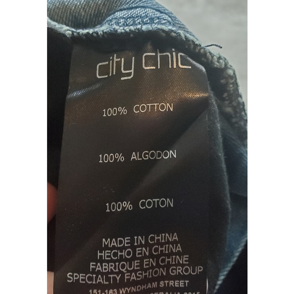 New City chic denim overalls jean over it all cotton size 14 boyfriend fit - Picture 13 of 13